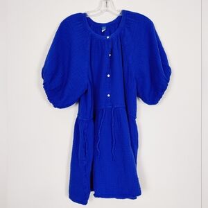 Old Navy Women's Midi Dress Size XL Puff Sleeve 100% Cotton Peasant Bohemian